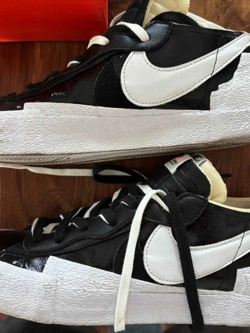 Men's Nike Blazer Low x Sacai — Black Patent Leather/White | Size 11